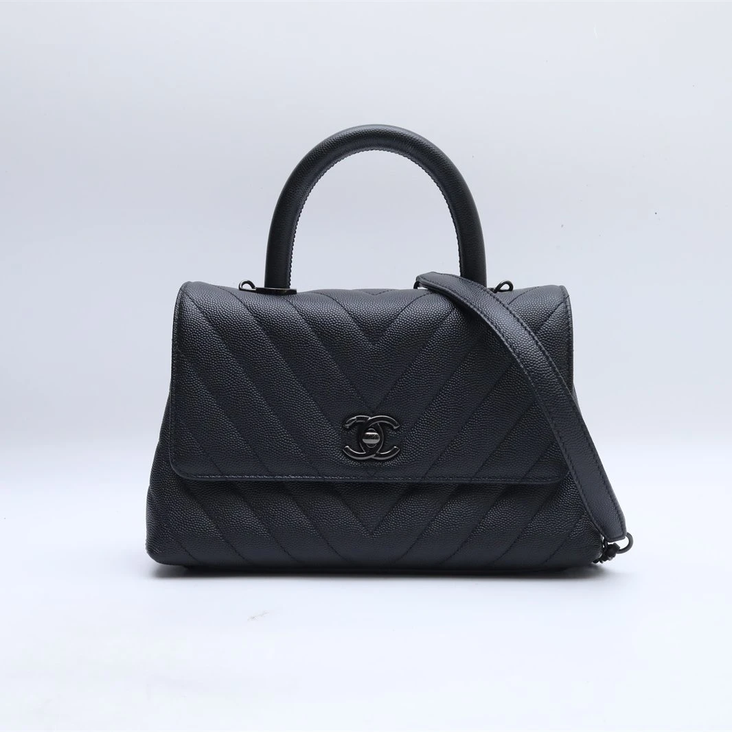 99新 Chanel/香奈儿 小花攀攀Coco Handle 小号 24cm 黑色 29开