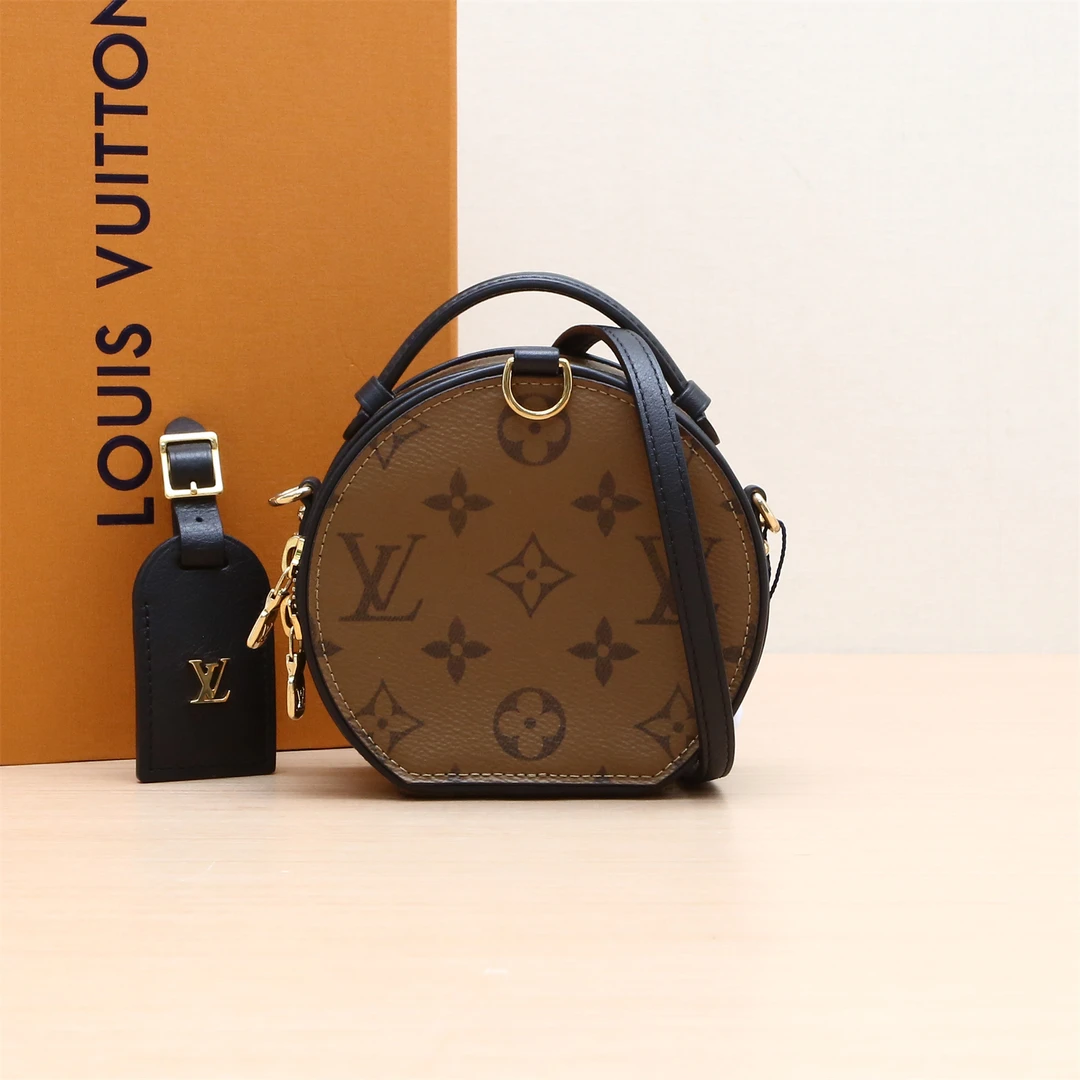 99新 LouisVuitton/路易威登 小花攀攀硬圆饼 Mini 13 焦糖色芯片
