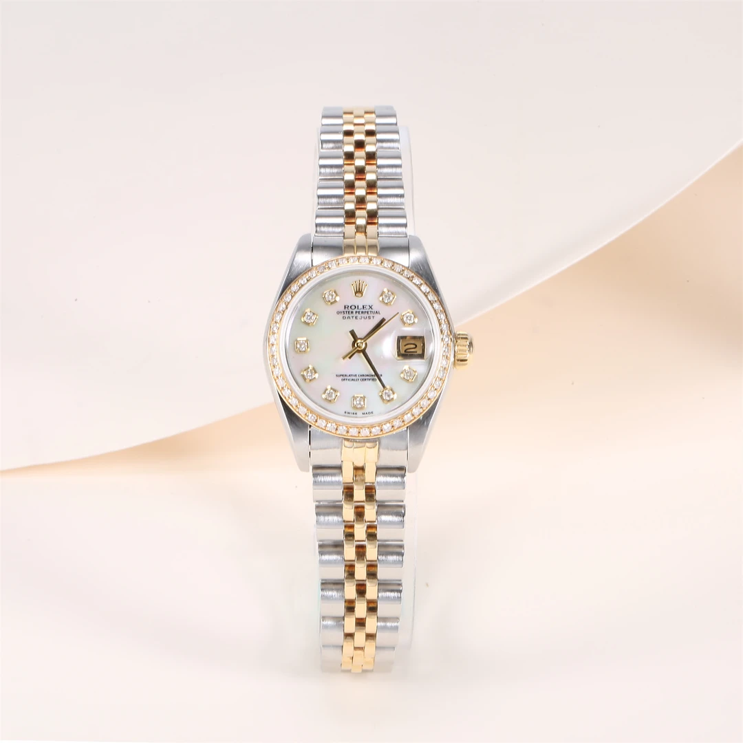 99新 Rolex/劳力士 小花佳珊劳力士女装日志型69173-后盘后钻腕表
