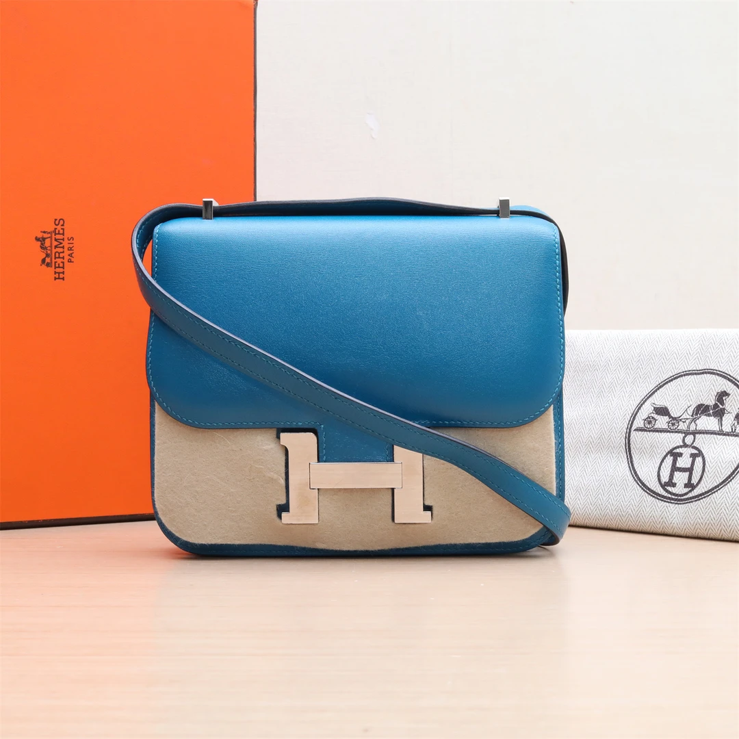95新 Hermes/爱马仕 订金小花姑姑P234759008 康康 19伊兹密尔蓝