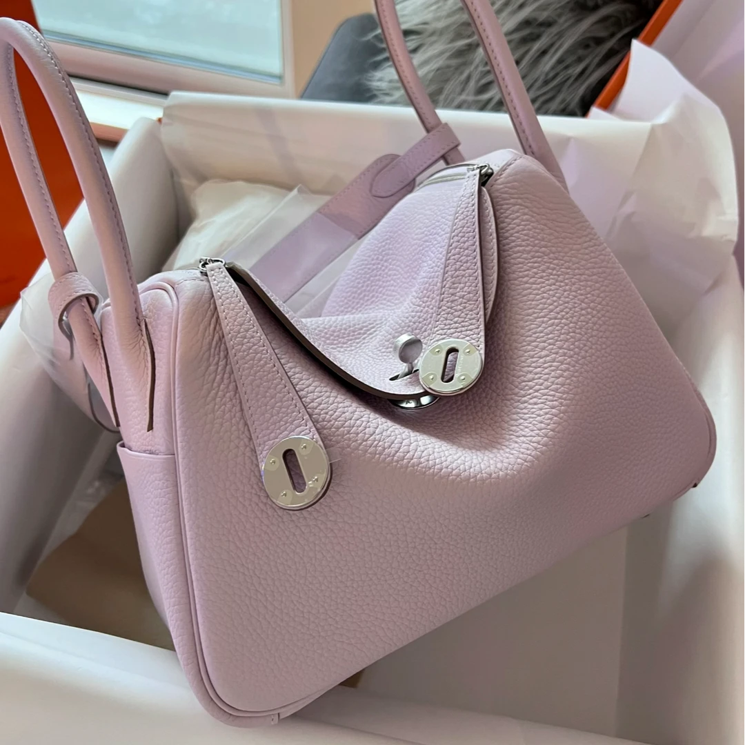全新未使用 Hermes/爱马仕 拆单珊珊 Lindy 26 梦幻紫TC皮W刻银扣