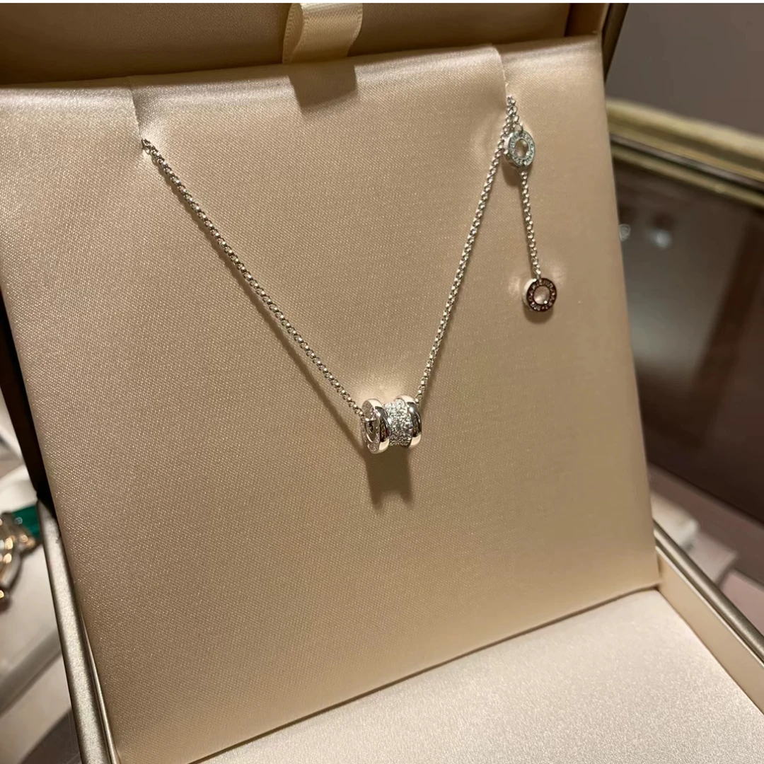 99新 BVLGARI/宝格丽 小花6珊 宝格丽 小蛮腰 项链 白金 满钻