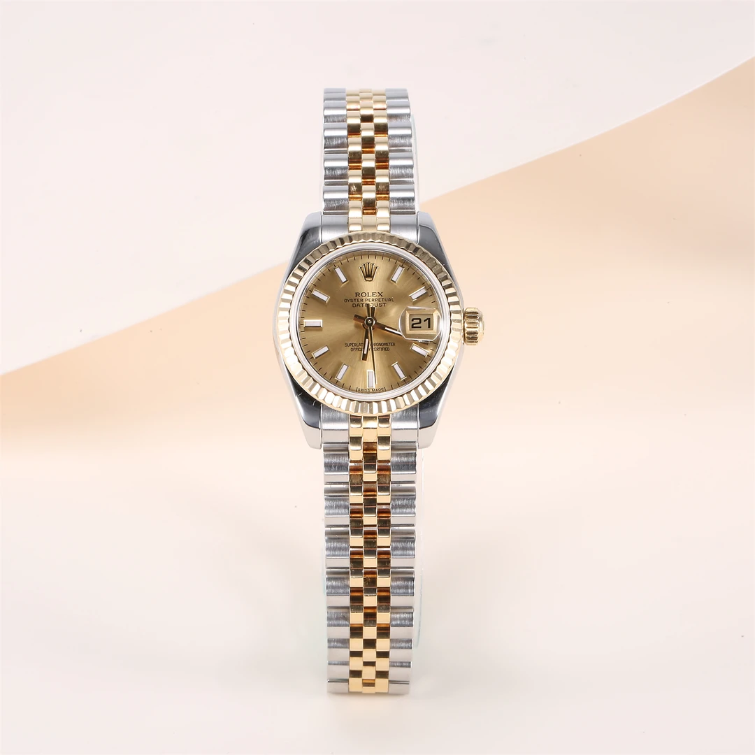99新 Rolex/劳力士 小花佳珊劳力士女装日志型系列 香槟色腕表