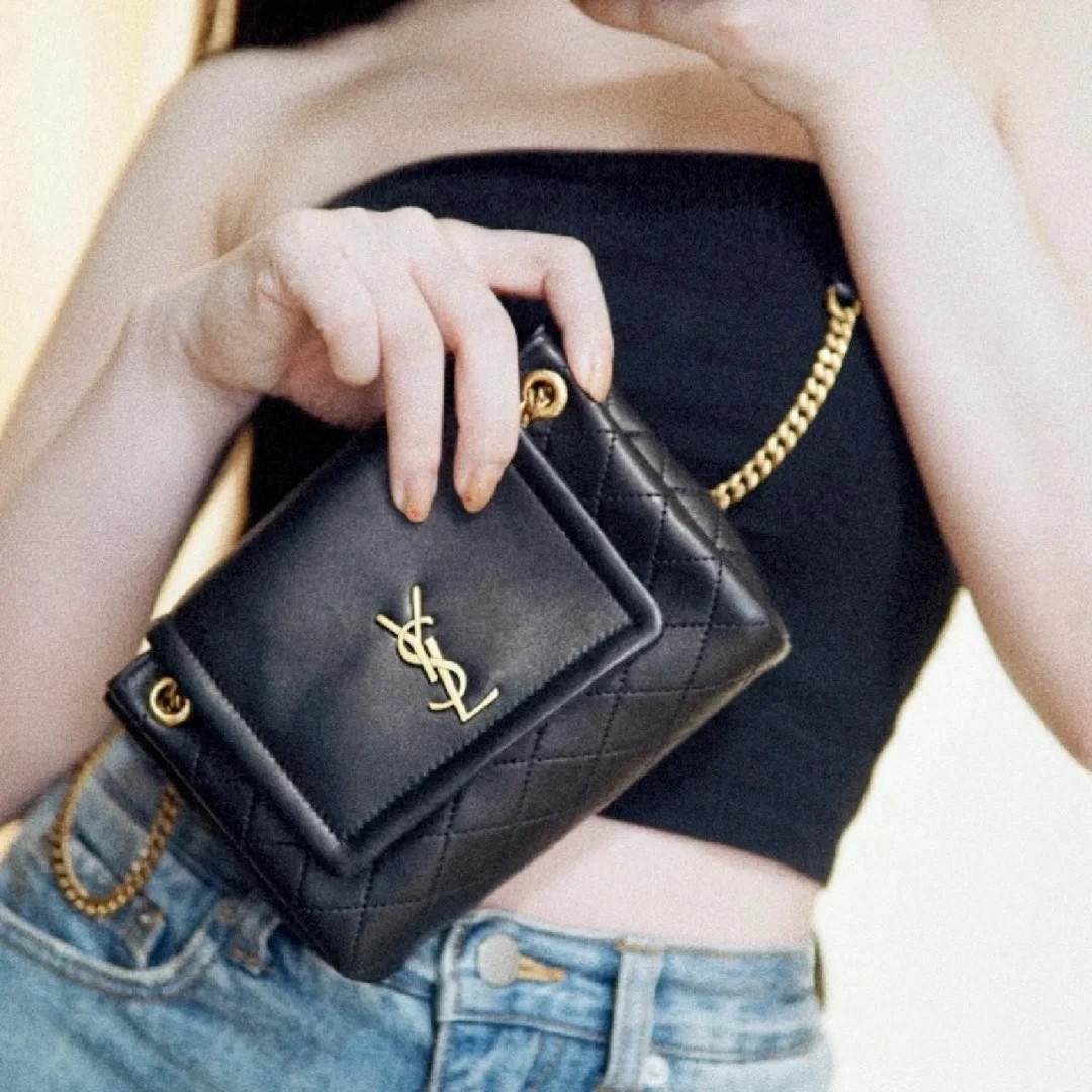 99新 YSL/圣罗兰 小花攀攀Nolita Mini 18 黑色 皮革S 包