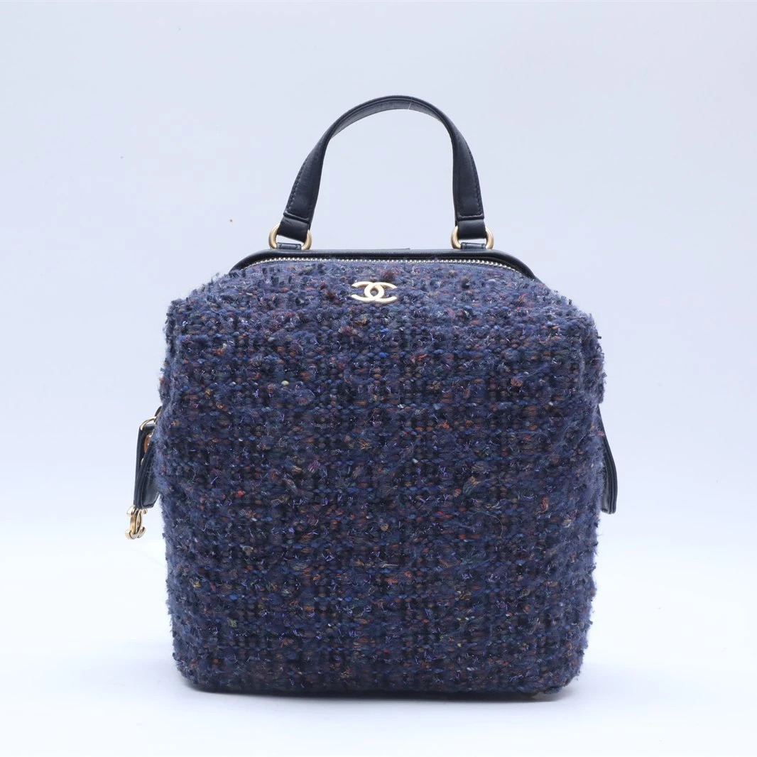 95新 Chanel/香奈儿 小花双双 P234654433 双肩包 拼色 26开 金扣