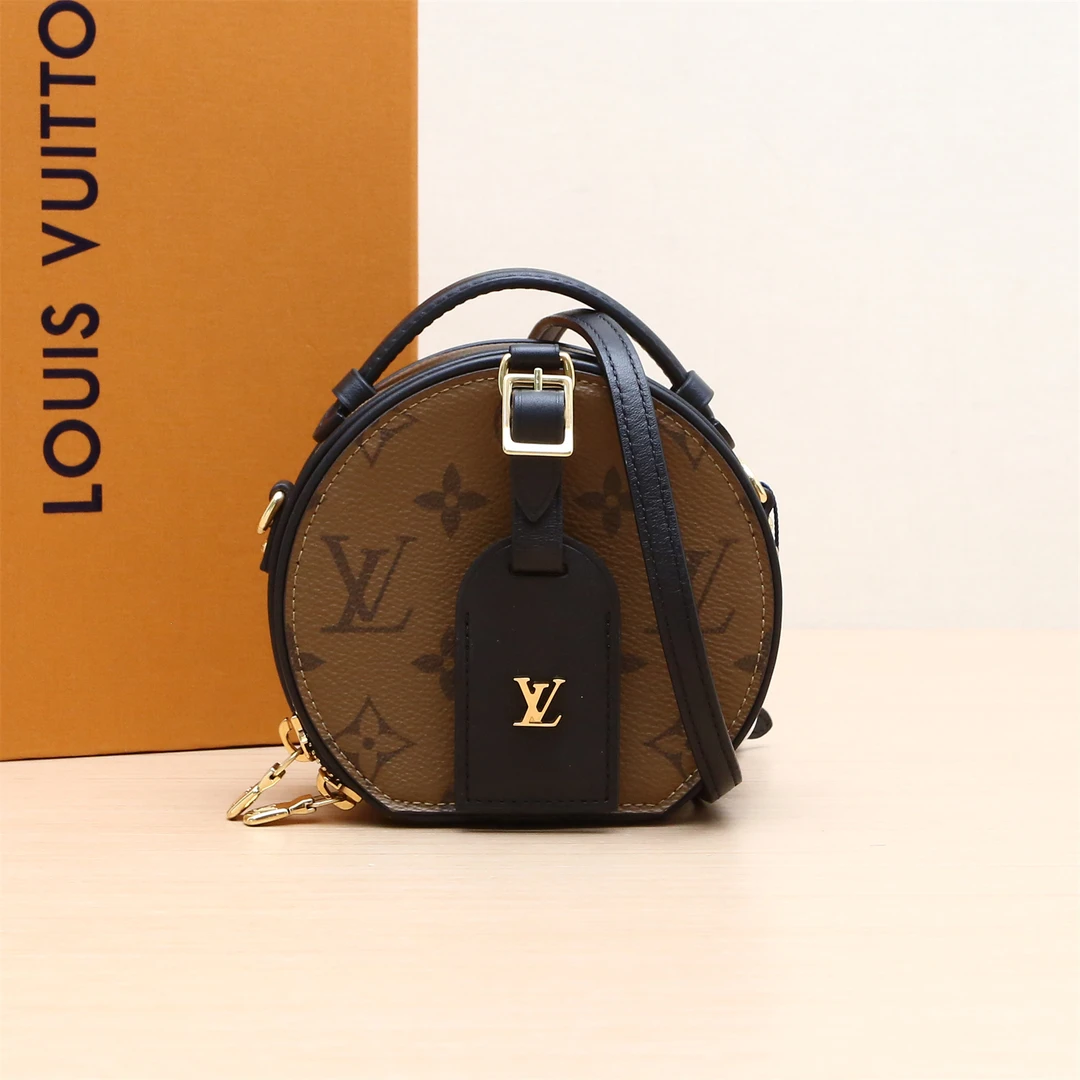 99新 LouisVuitton/路易威登 小花攀攀硬圆饼 Mini 13 焦糖色芯片