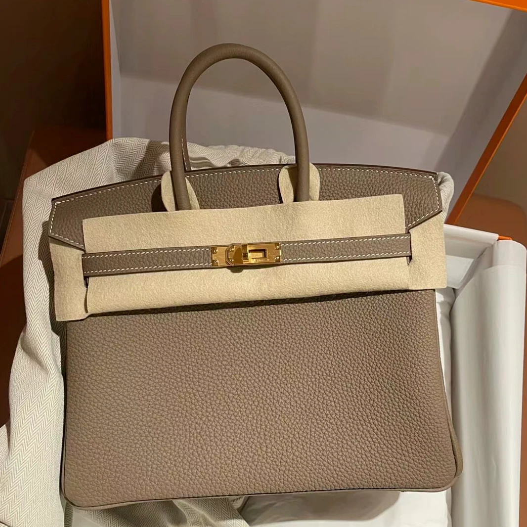 全新未使用 Hermes/爱马仕 小花6珊 Birkin25大象灰Togo皮Z刻金扣