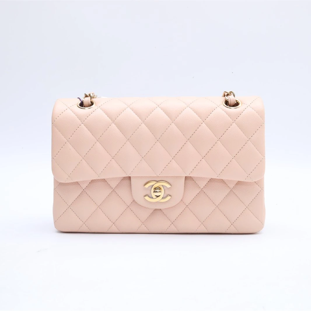 99新 Chanel/香奈儿 小花攀攀CF 小号 23皮革C 菱格纹 裸色 芯片