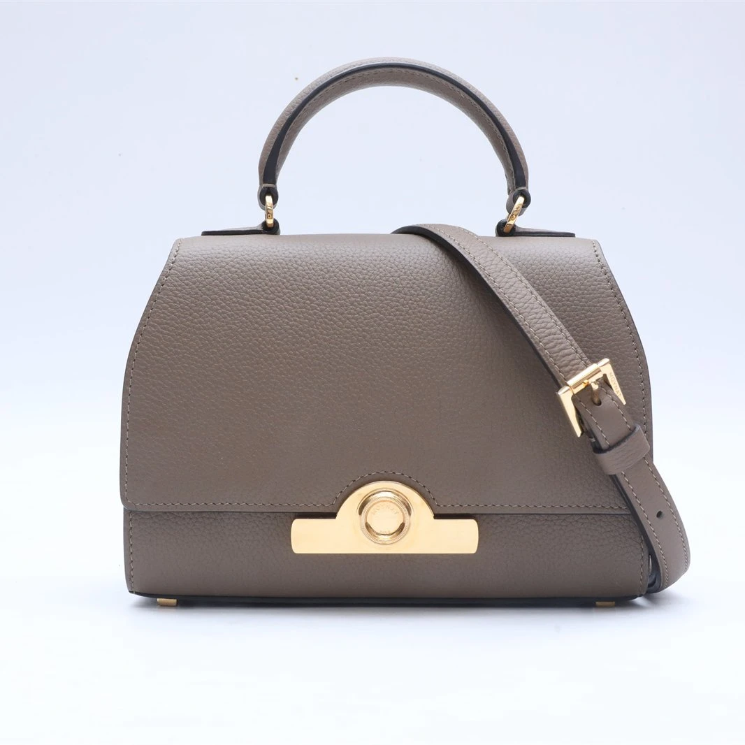 99新 MOYNAT/摩奈 小花攀攀rejane大象灰BB金扣小号 灰色 皮革C