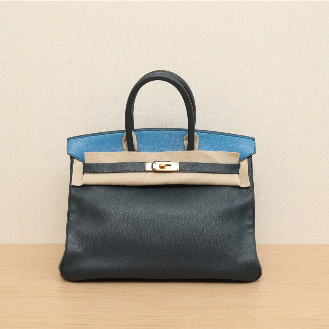 95新 Hermes/爱马仕 活动双双 Birkin 35 松石蓝拼色 Togo皮 圈Z