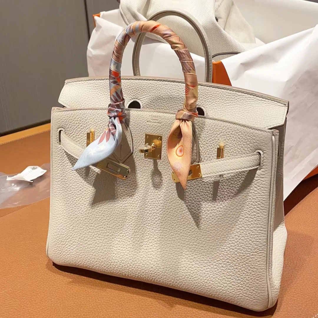全新未使用 Hermes/爱马仕 小花6珊 Birkin 25 冰川白togo皮U刻