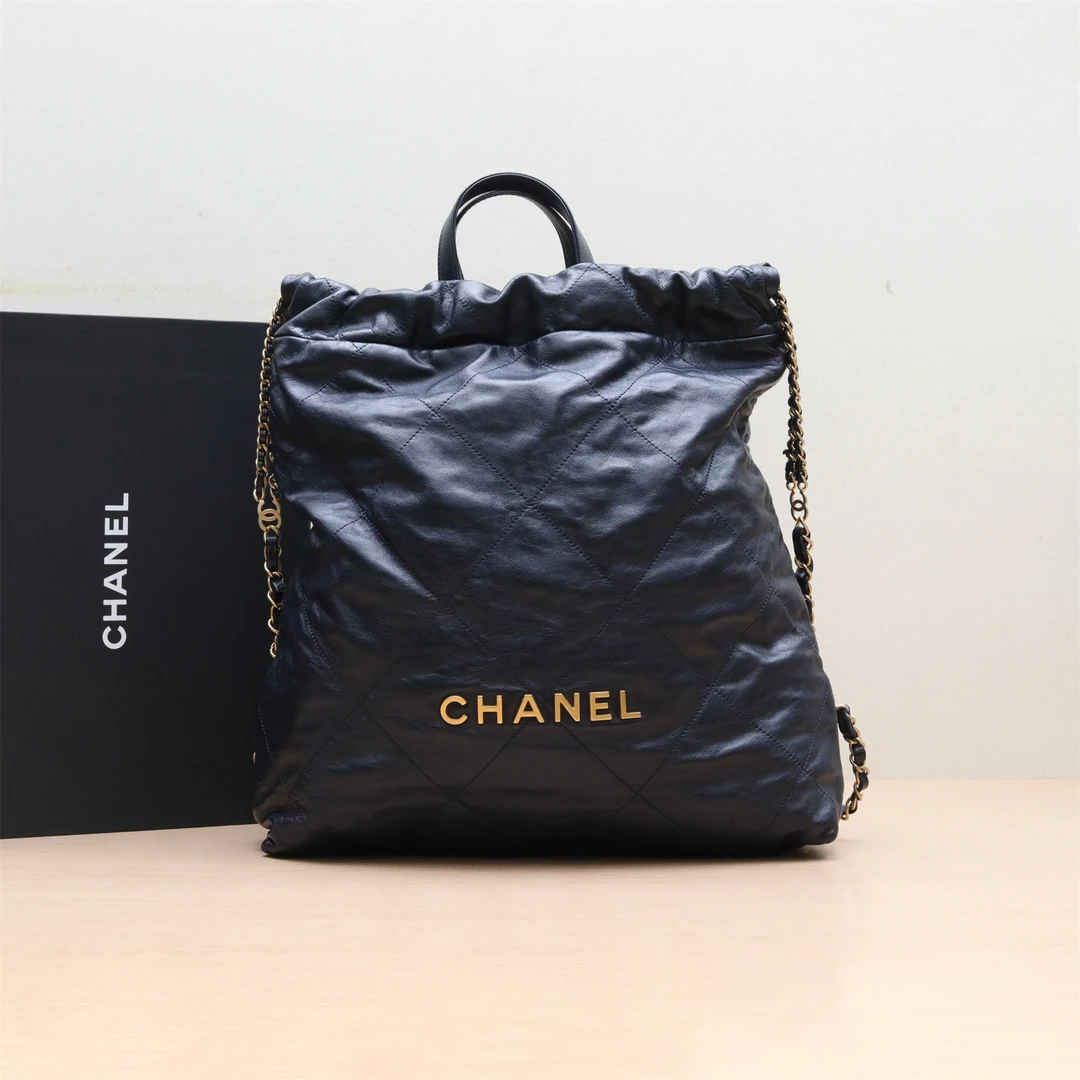 95新 Chanel/香奈儿 小花双双 22Bag 带手柄双肩包 大号 芯片开