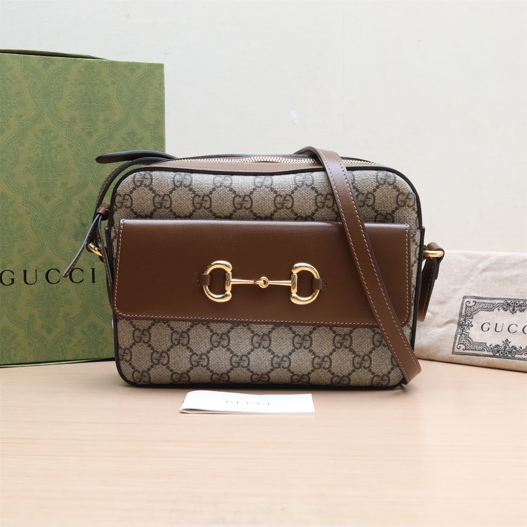 95新 GUCCI/古驰 新粉黑黑 P234967135马衔扣1955 相机包 小号