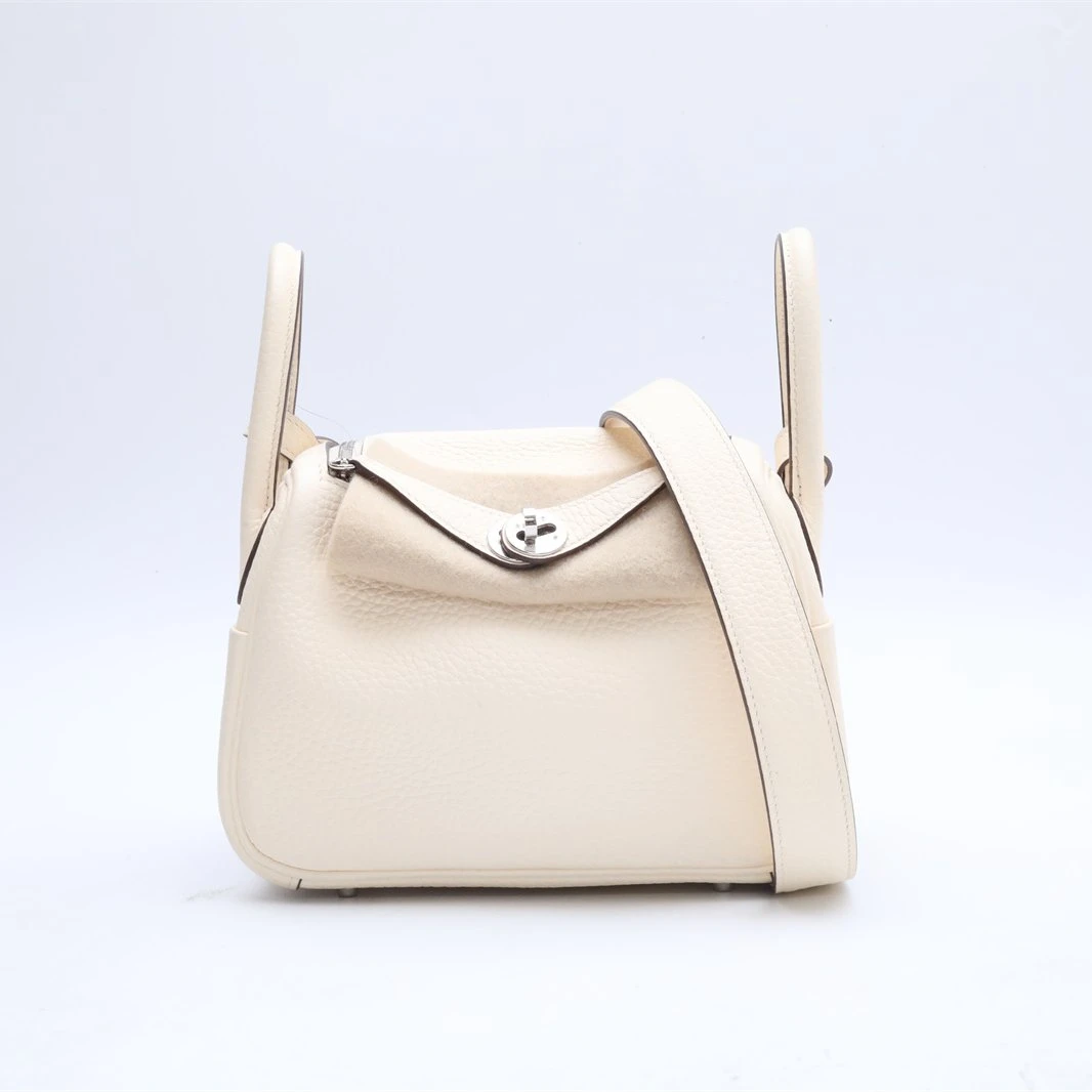 99新 Hermes/爱马仕 小花6花 Lindy Mini 奶油白 TC皮 Y刻 银扣包