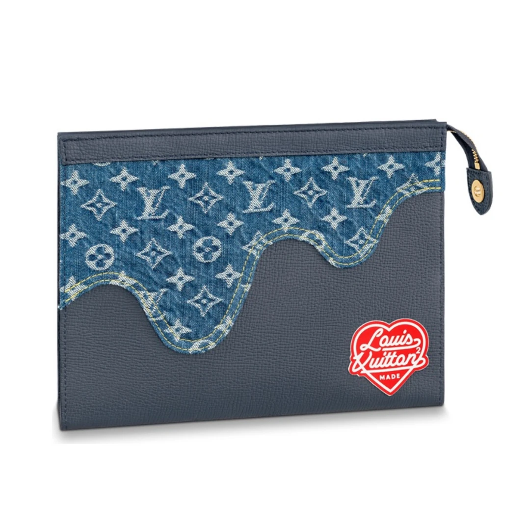 99新 LouisVuitton/路易威登 小花6珊 LV 洗漱包老花牛仔帆布拼皮