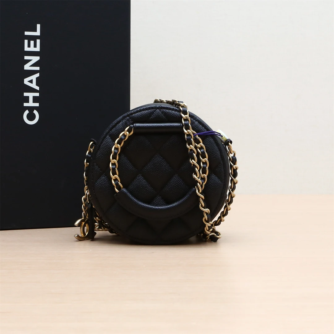 99新 Chanel/香奈儿 活动黑黑20年春夏款 圆环 圆饼包 29开 金扣