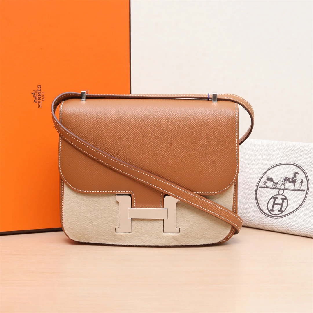 99新 Hermes/爱马仕 【攀攀活动】康康 19 金棕色 Ep皮 Z刻 银扣