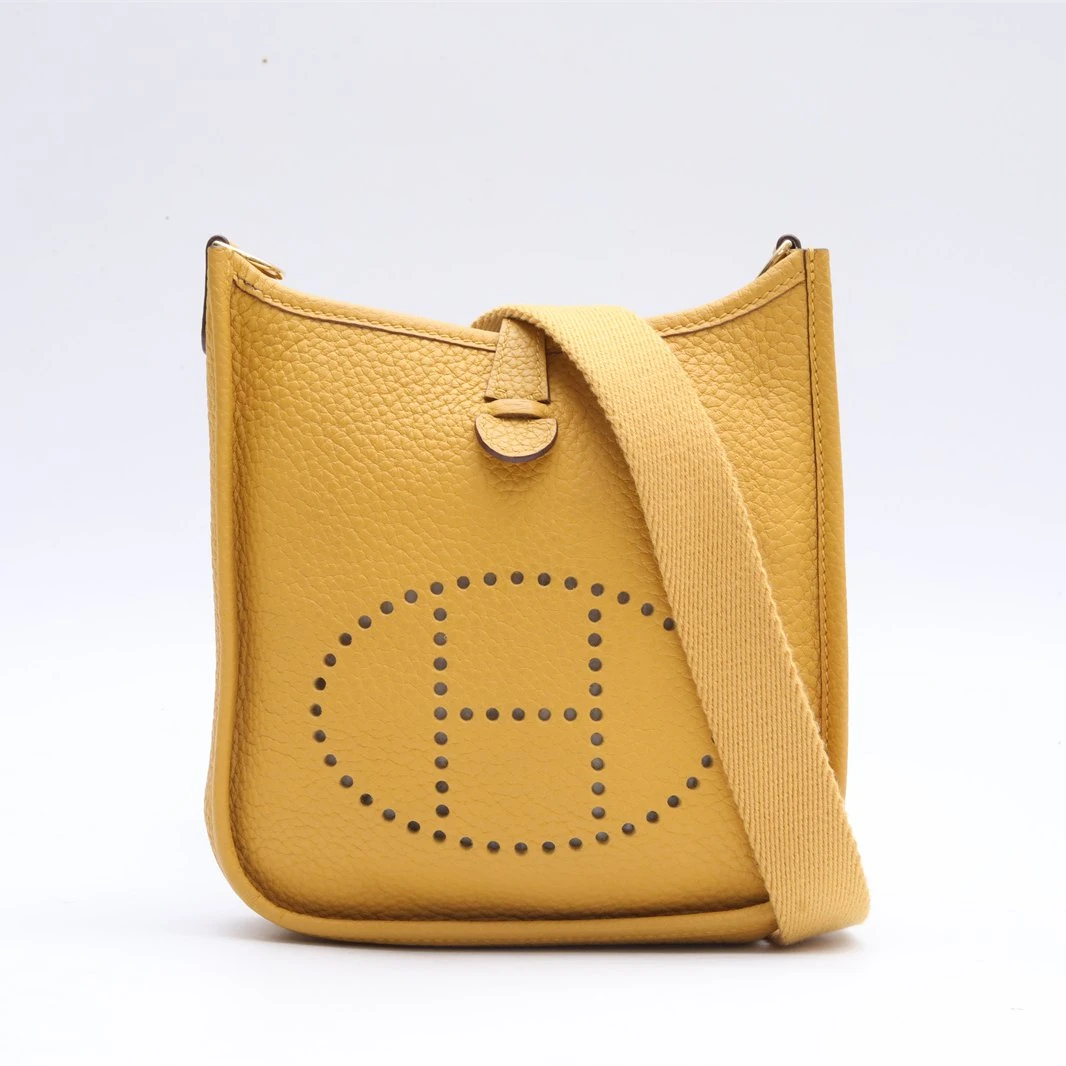 99新 Hermes/爱马仕 小花佳珊Evelyne Mini 琥珀黄 Y刻346609