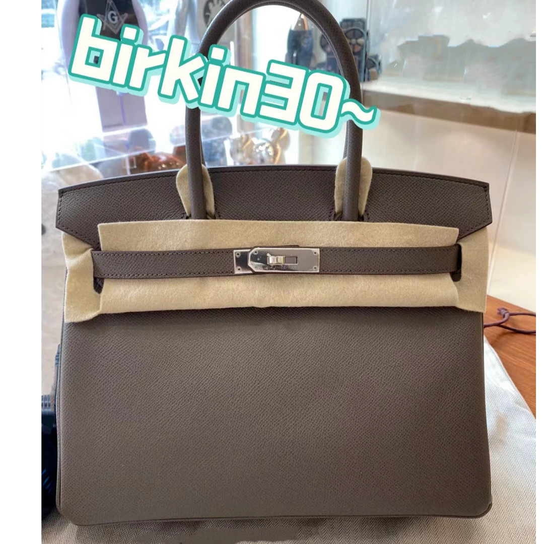 99新 Hermes/爱马仕 拆单小花6珊 Birkin 30 锡器灰Ep皮 C刻 银扣
