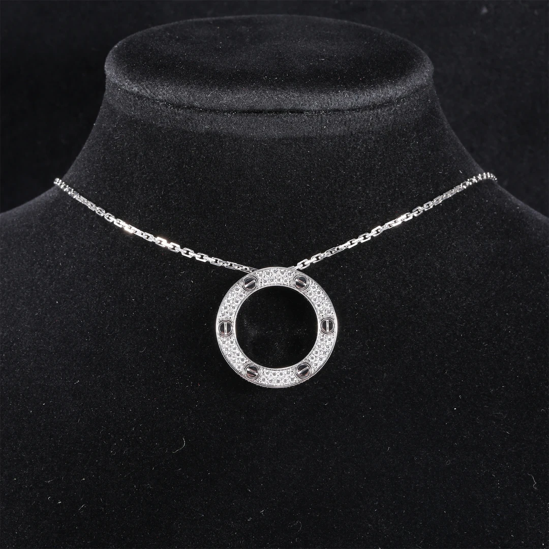 99新 Cartier/卡地亚 小花佳珊大圆饼满钻项链 930044