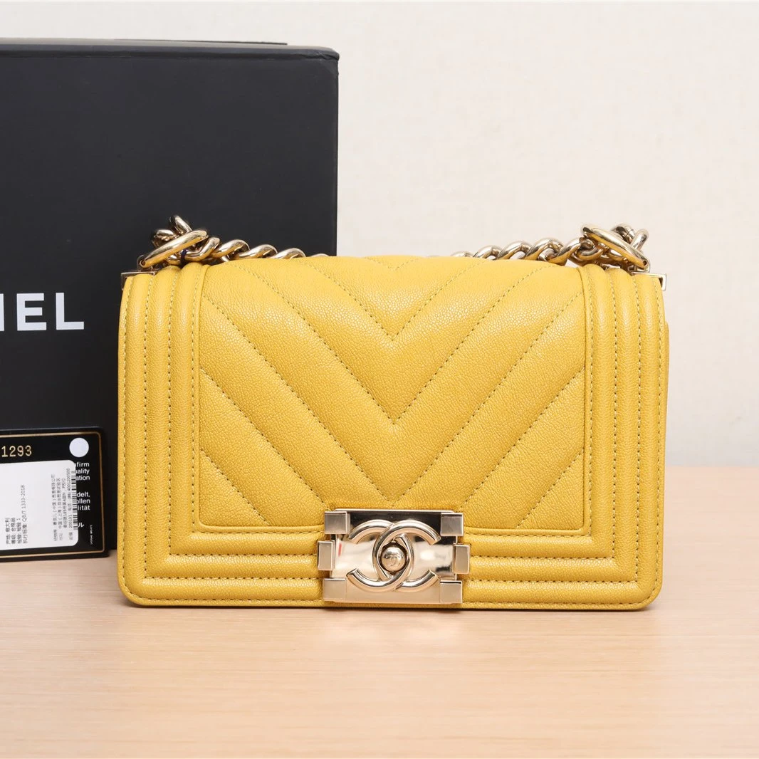 99新 Chanel/香奈儿 【33精选】199158 Leboy 小号 黄色 V纹
