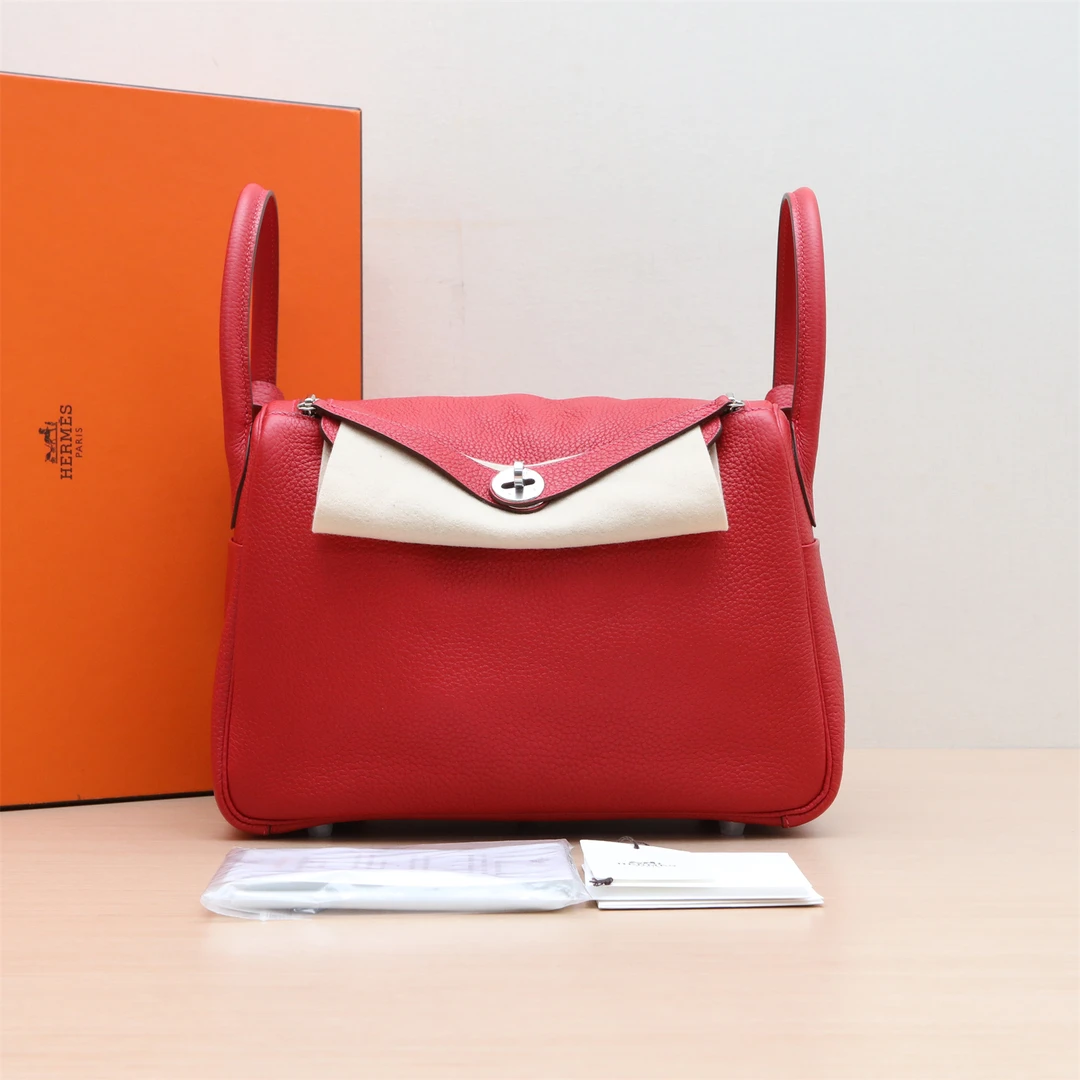 99新 Hermes/爱马仕 活动黑黑P244482681 Lindy 30 5X辣椒红 包