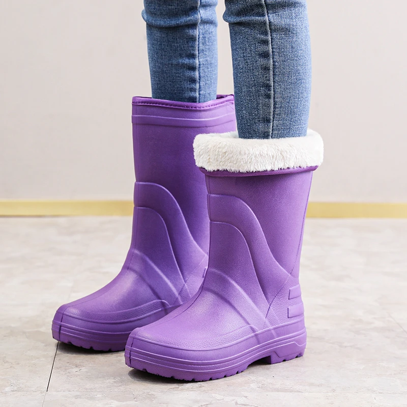高筒雨靴女冬厚底加棉胶鞋防滑套鞋时尚外穿水鞋加绒保暖雨鞋冬季