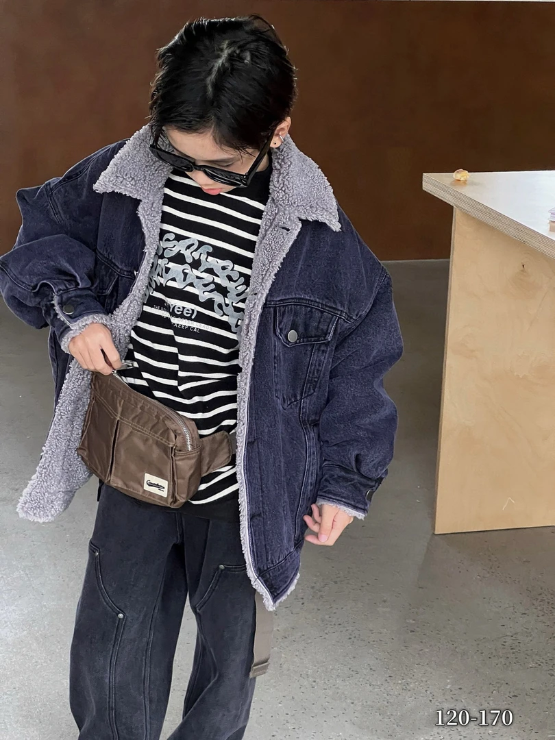 23301高端潮品童装时尚百搭加绒牛仔裤B14-4-2