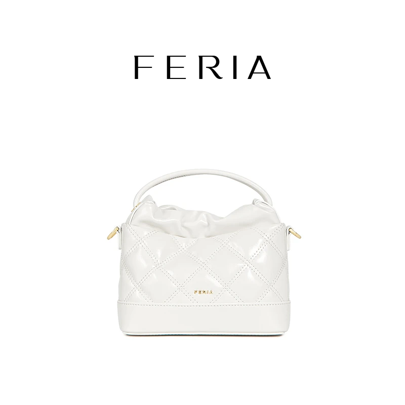 FERIA【Mini菱格束囗袋】FE407B802韩国小众时尚精致百搭包LL