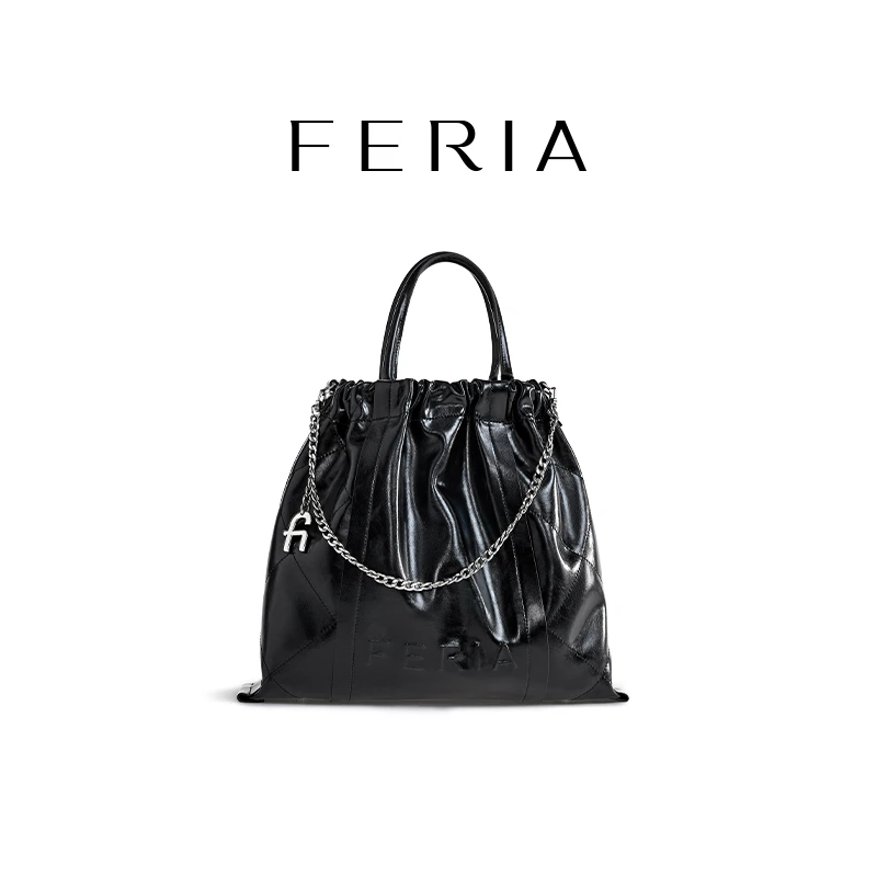 FERIA【慵懒口袋包】FE309B203百搭轻奢女黑色单肩休闲包LL