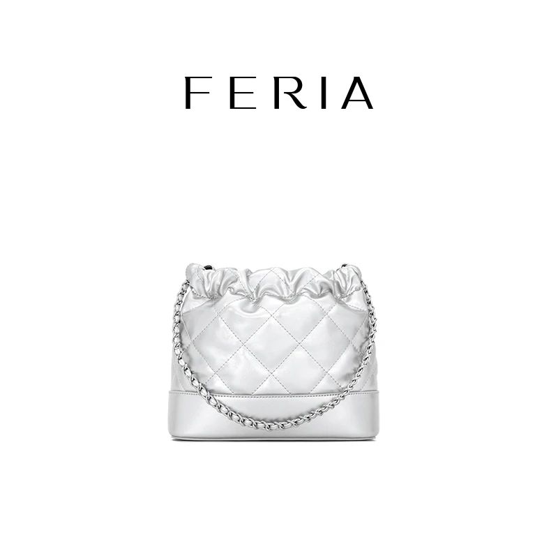 FERIA【菱格束口水桶包】FE404B255韩国小众品牌时尚百搭包【LL专属】