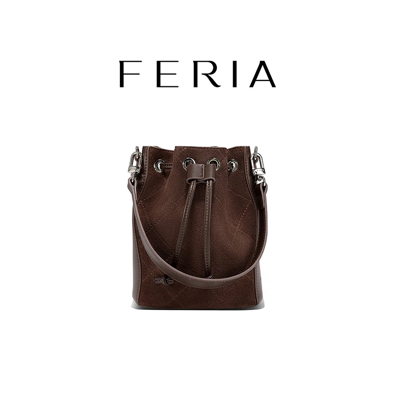 FERIA-【mini麂皮水桶包】FE209B049韩国小众品牌复古洋气女包包