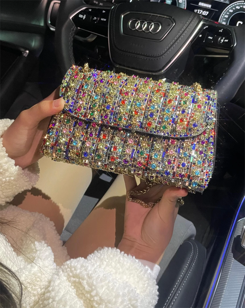 SIBAORY/施宝莉新款小众满钻包包单肩斜挎包（长20cm宽5cm高10cm）