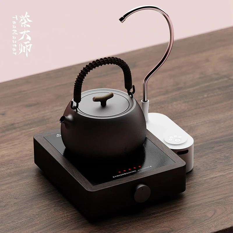 茶大师の黑檀木金刚掌电陶茶炉静音电茶炉烧水泡茶玻璃茶壶煮茶器