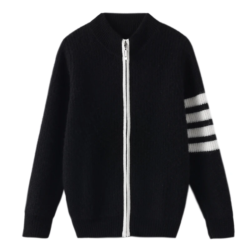 儿童100%羊毛提花开衫女童半高领套头针织衫男童加厚毛衣外套