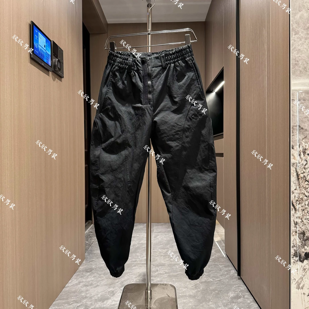 水洗做旧脏脏裤工装弯刀拼接潮流百搭宽松束脚男士休闲裤