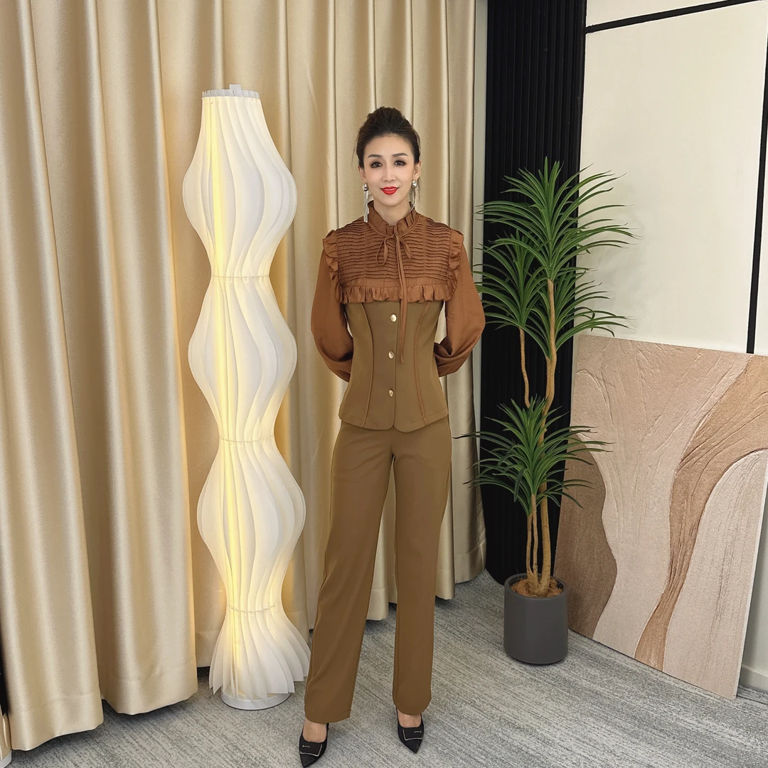 9988高端时尚修身显瘦套装气质长袖轻奢休闲夏季复古设计师秋季