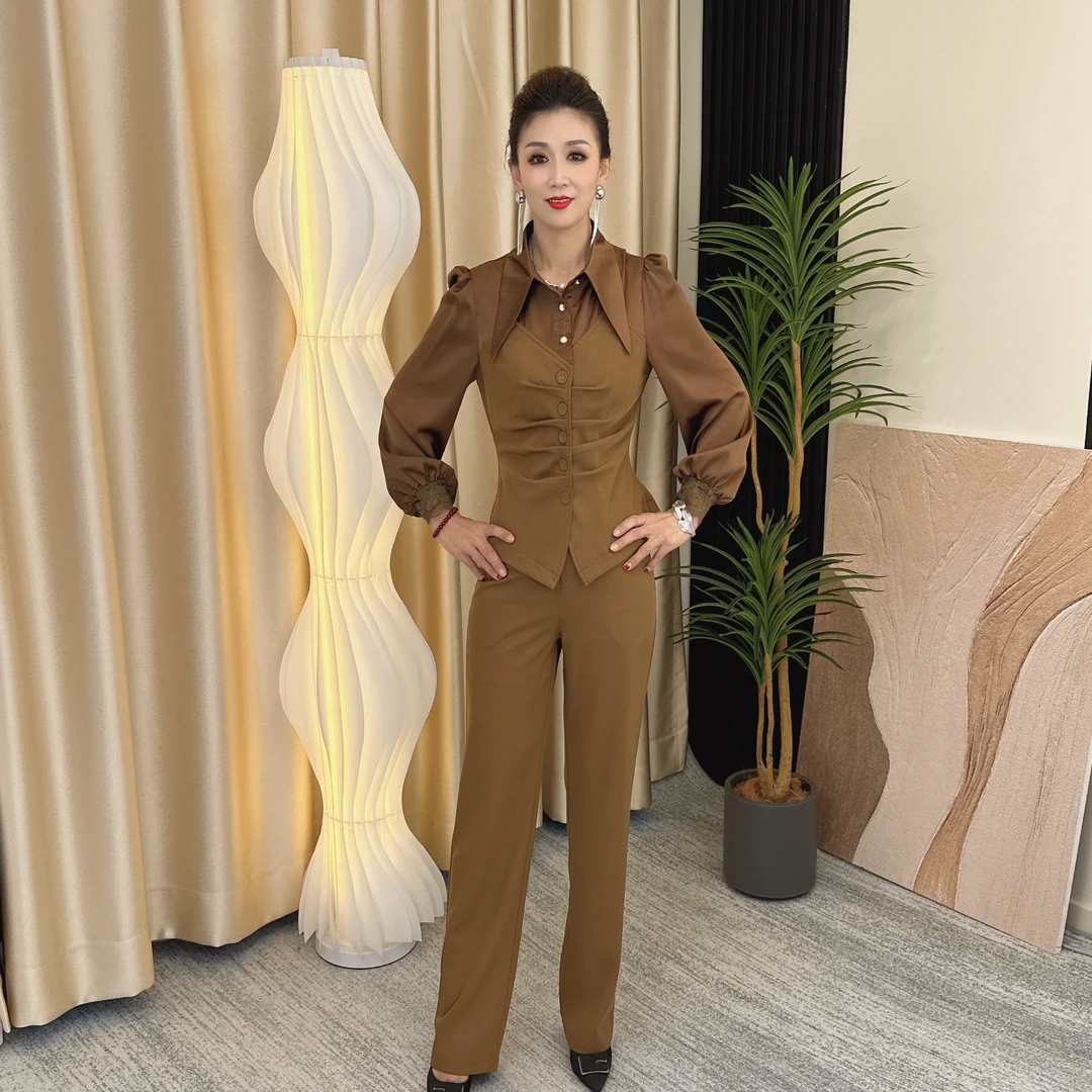 9866高端时尚修身显瘦套装长袖网红百搭收腰气质套装  休闲秋冬季