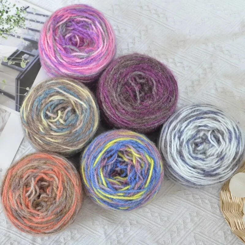 超柔手染星空花式亮丝绒毛线手工编织外套帽子围巾【一团三两】柔软