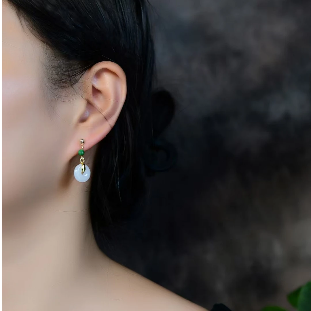 天然A货翡翠简约简单白冰精致百搭气质时尚款轻奢复古国风小众