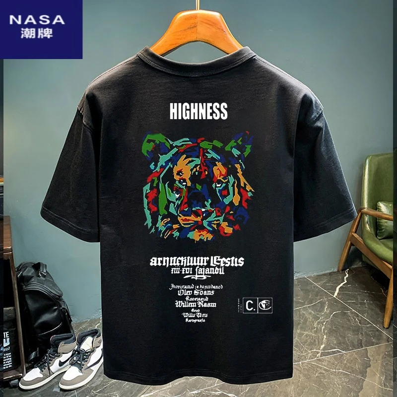 NASA新款爆款半袖休闲高档男士短袖T恤夏季纯棉体恤宽松百搭上衣T