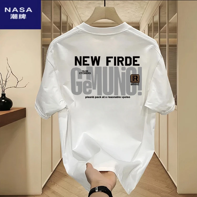 NASA新款爆款纯棉半袖休闲高档男士短袖T恤夏季体恤美式百搭上衣T