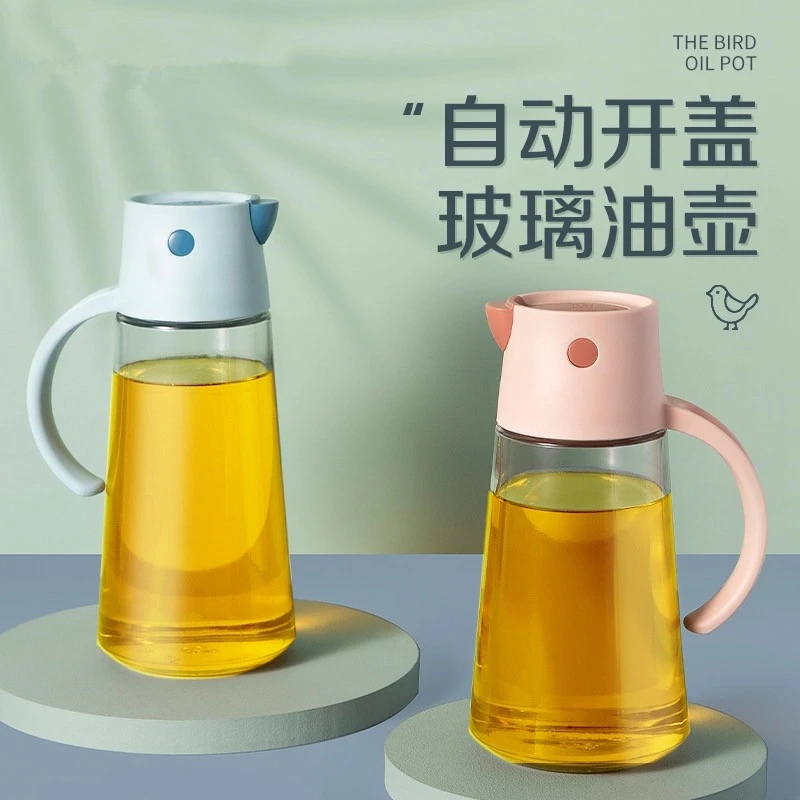 自动开合玻璃油壶厨房防漏油罐装油