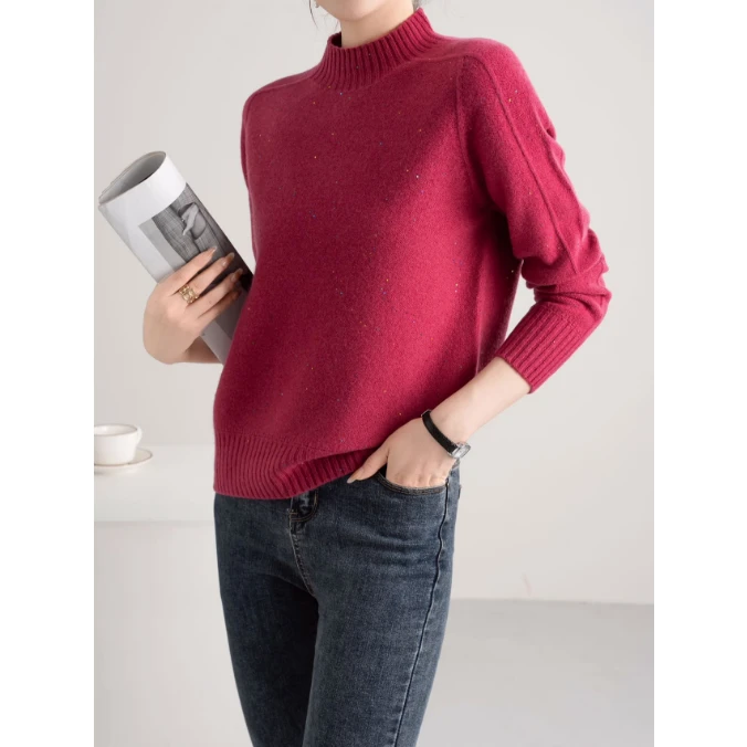 【100%绵羊毛】半高领女式羊毛衫24DAK0777