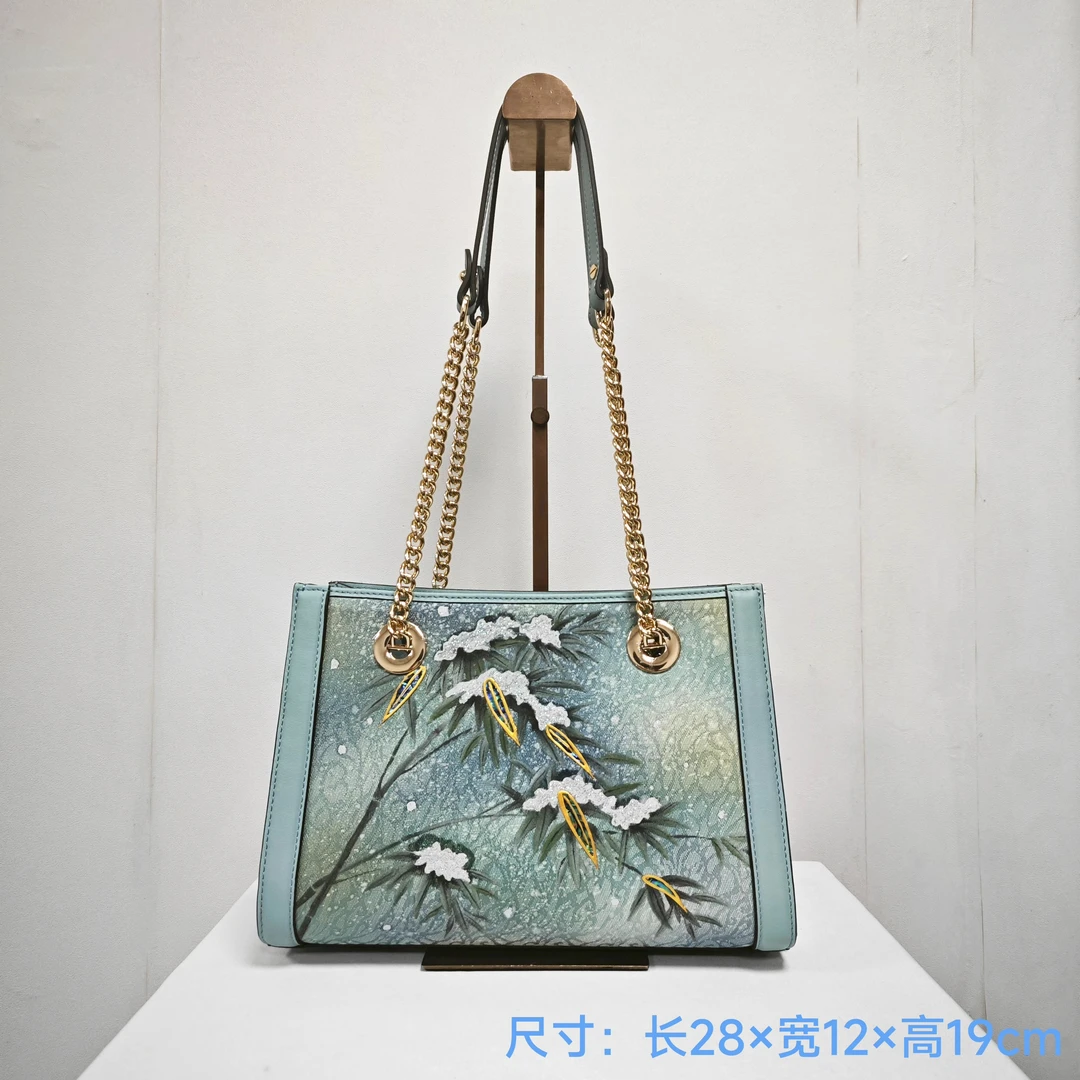 民族风链条时尚单肩手绘螺钿工艺链条斜跨单肩包