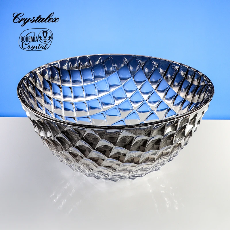 莱克斯捷克原装进口水晶家用高级灰果篮奢华水果盘客厅茶几水果篮