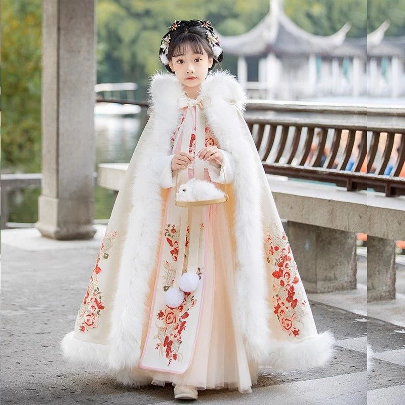 巴拉拉吧巴拉拉吧汉服女童秋冬新款古风连衣裙小女孩唐装儿童超仙
