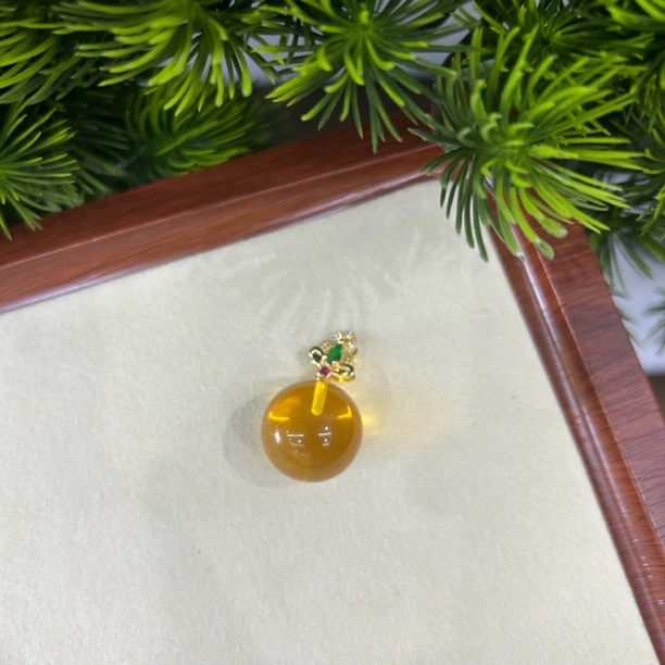 高定珠宝自然金珀吊坠PP114S88