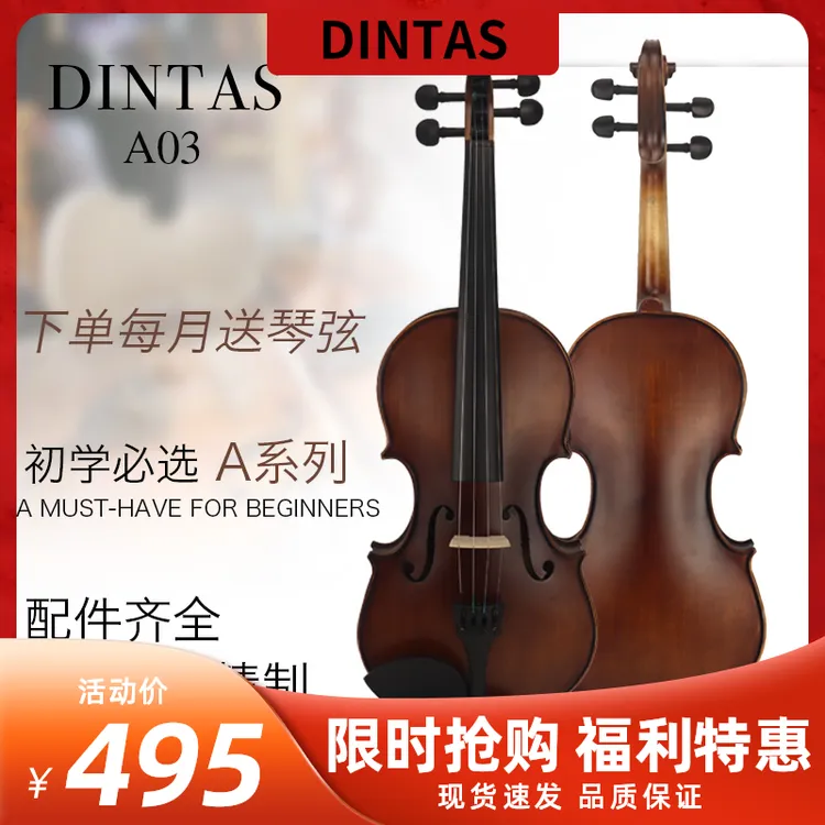 DINTAS/丁塔斯A03实木仿古色小提琴初学入门儿童成人自学仿古提琴