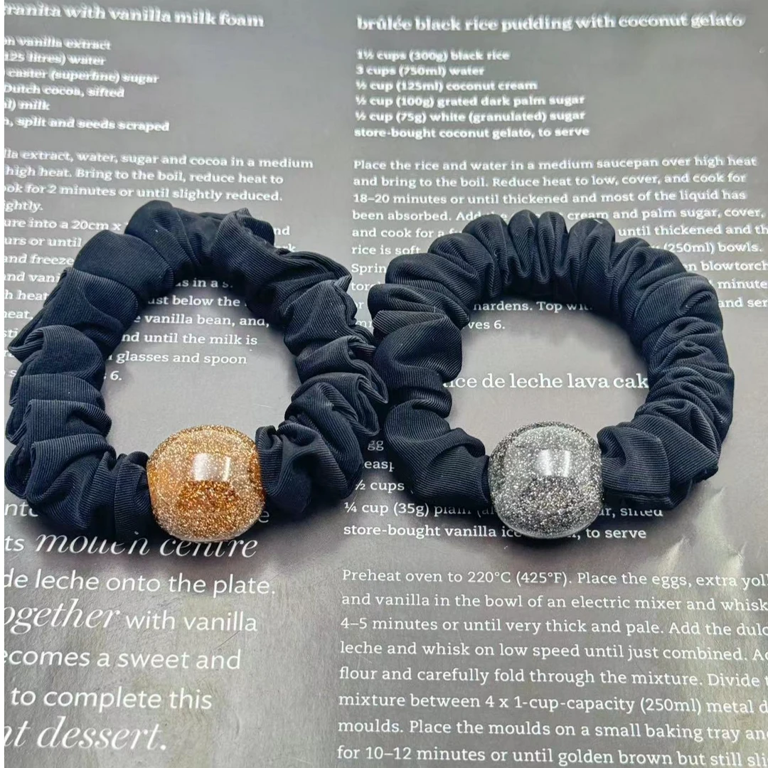 1342-韩国秋冬新款闪亮发圈气质百搭简约优雅